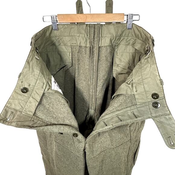 Vintage German Military Army Wool Cargo Field Pants Mens 36 x 27 Double Front - Picture 6 of 7